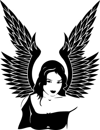 Girl with wings.Girls.Vector illustration ready for vinyl cutting.のイラスト素材