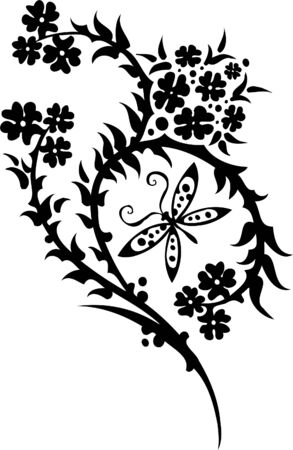 Chinese Floral Design - Vinyl-ready vector image!のイラスト素材