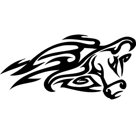 Bull in tribal style - vector image.のイラスト素材