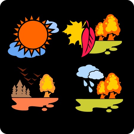 Seasons and weather- vector set のイラスト素材
