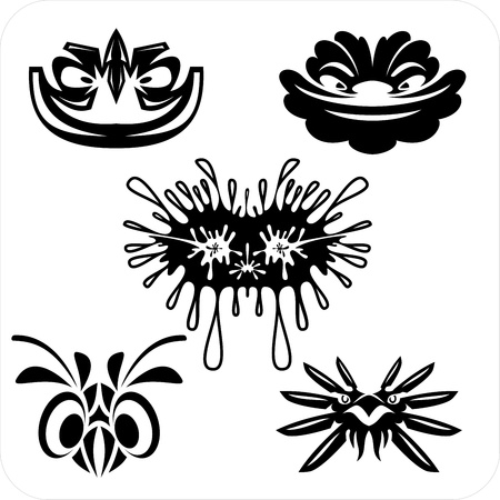 Tribal masks. Vector vinyl-ready illustration.のイラスト素材