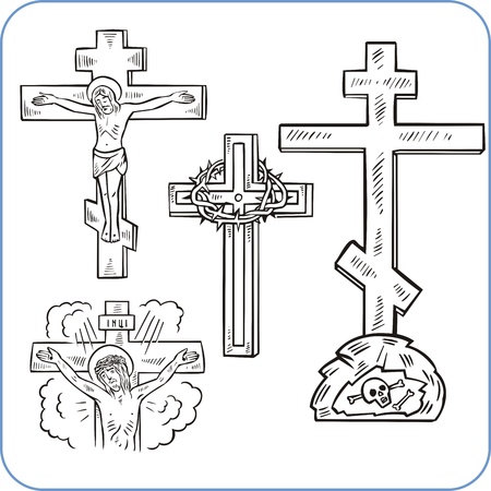 Cross and crucifix - vector illustration.のイラスト素材