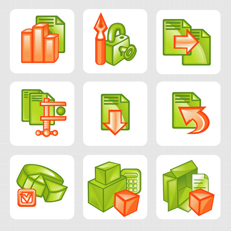Business icons - green and orange vector illustration.のイラスト素材