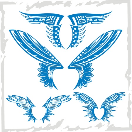 set of wings for your vintage design.のイラスト素材