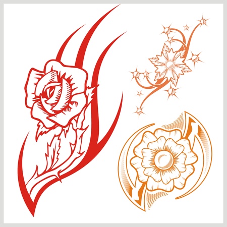 Flower design for tattoo. Vector illustration.のイラスト素材