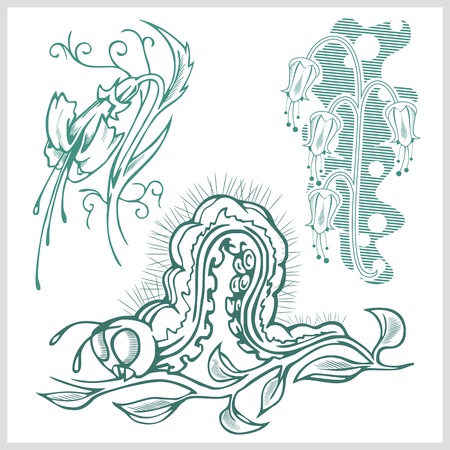 Flower design for tattoo. Vector illustration.のイラスト素材