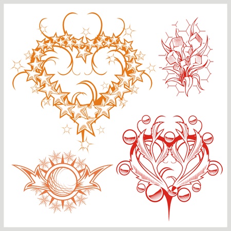 Hearts design for tattoo. Vector illustration.のイラスト素材