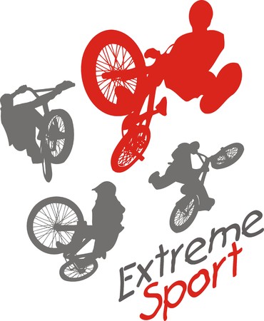 BMX rider - vector silhouette set. Extreme sport.のイラスト素材