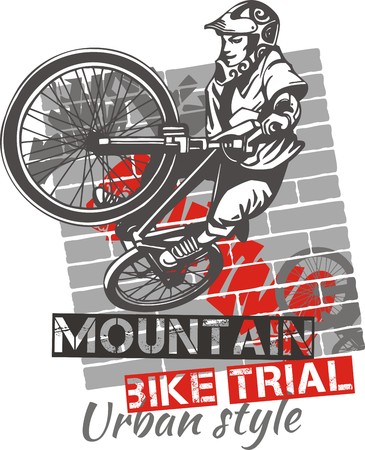 Mountain bike trial - urban style - vector illustrationのイラスト素材