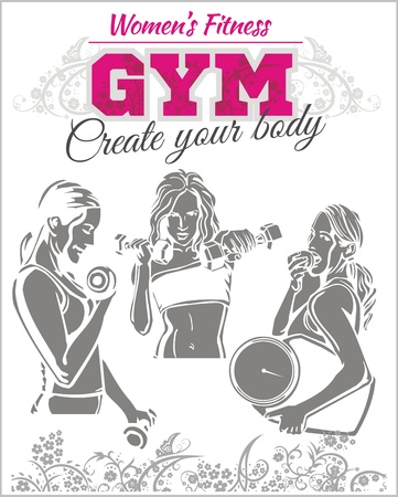 Womens GYM - Fitness club - vector illustrationのイラスト素材