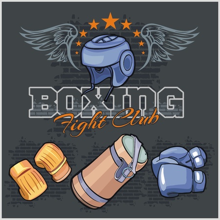 Boxing labels and banners set. Vector part set.のイラスト素材