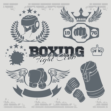 Boxing labels and banners set. Vector part set.のイラスト素材