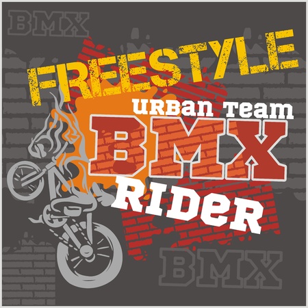 BMX rider - urban team. Vector design.のイラスト素材