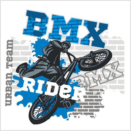 BMX rider - urban team. Vector design.のイラスト素材