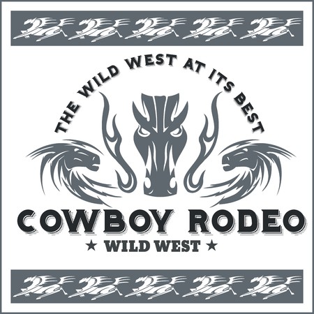 Wild west - cowboy rodeo, vintage vector artwork for boy wear.のイラスト素材