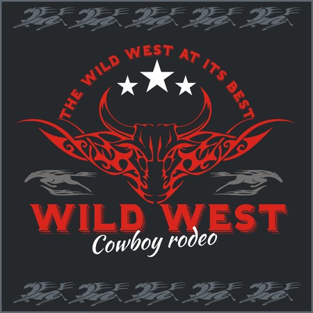 Wild west - cowboy rodeo, vintage vector artwork for boy wear.のイラスト素材