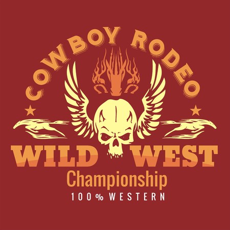 Wild west - cowboy rodeo, vintage vector artwork for boy wear.のイラスト素材
