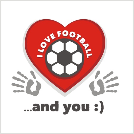 Red heart with an inscription - I love football and you. Vector illustrationのイラスト素材