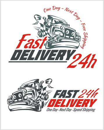 Delivery elements. Gray and red shipping signs collection.のイラスト素材