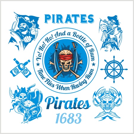 Pirate themed design elements - vector set.のイラスト素材