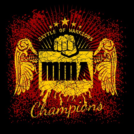 MMA labels on grunge backgroundのイラスト素材