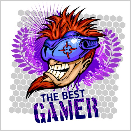 The Best Gamer -  Emblem for T-Shirt  - Vector Designのイラスト素材