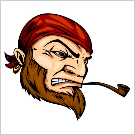 Pirate Mascot with Bandana and pipeのイラスト素材