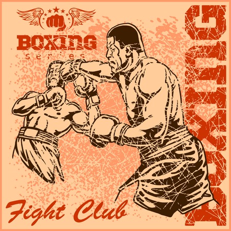 Boxing match - Vintage poster for t-shirtのイラスト素材