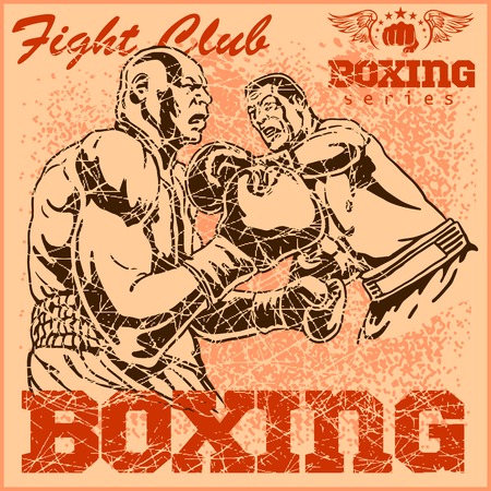 Boxing match - Vintage poster for t-shirtのイラスト素材