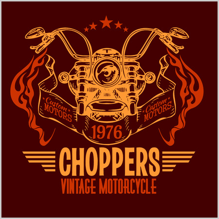 Vintage motorcycle labels, badges and design elements - vector set.のイラスト素材
