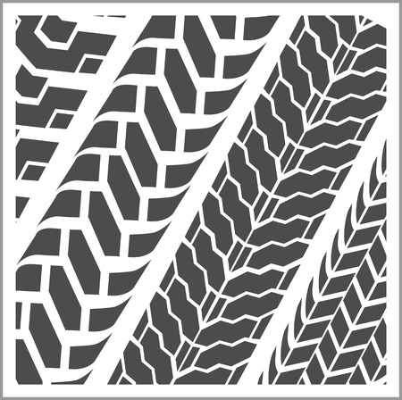 Four dirty tire tracks - vector setのイラスト素材