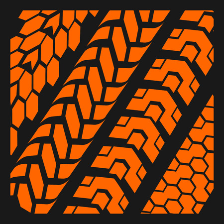 Four dirty tire tracks - vector setのイラスト素材