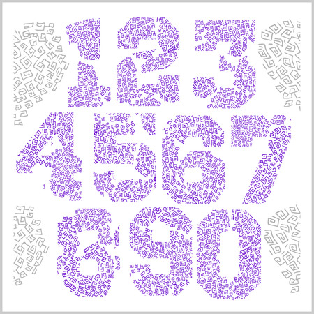 Vintage numbers - vector set in grunge style.のイラスト素材