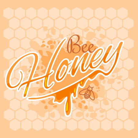 Honey and bee label for logo and emblemのイラスト素材