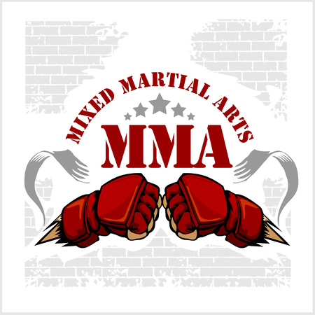 MMA mixed martial arts emblem badges. Vector emblem.のイラスト素材