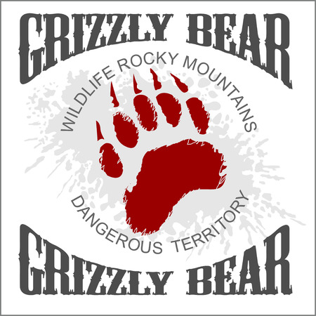 Grizzly Bear footprint emblem on light grunge background - vector illustrationのイラスト素材