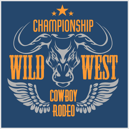 Wild west championship - cowboy rodeo, vintage vector artwork for wear.のイラスト素材