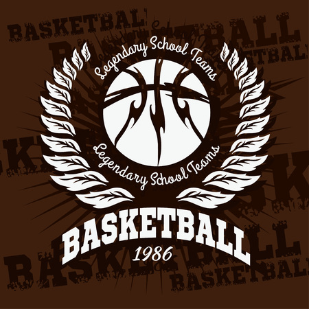 Basketball emblem for T-shirts Prints on a dark background - vector stock.のイラスト素材