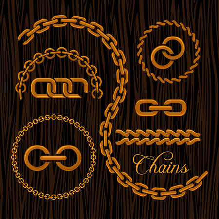 Golden chains on a dark background. Vector illustration.のイラスト素材