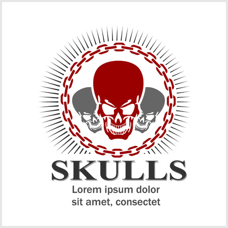 Skulls - design for badges, icon and t-shirt prints. Vector illustration.のイラスト素材