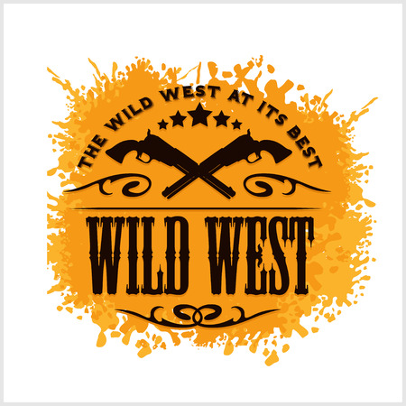 Wild west, vintage vector artwork for boy wear, grunge effect in separate layersのイラスト素材