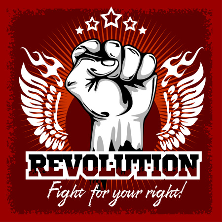 Fist of revolution. Human hand up. Revolution - Fight for your right.のイラスト素材