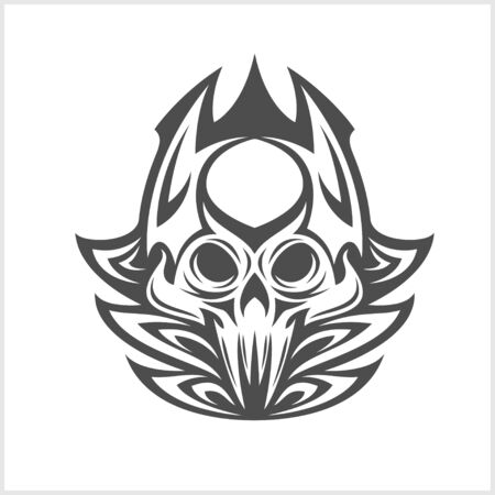 Demon scary Skull isolated on white backgroundのイラスト素材