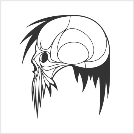 Demon scary Skull isolated on white backgroundのイラスト素材