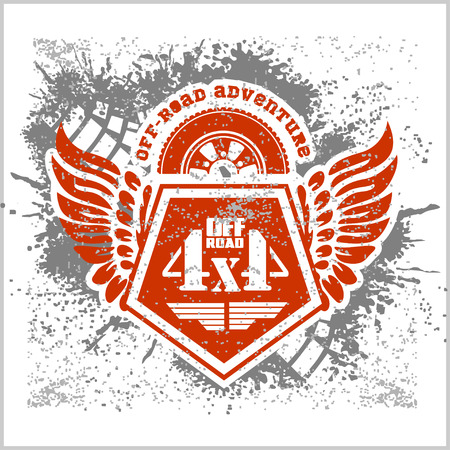 Adventure 4x4 off-road - grunge emblem and design elementsのイラスト素材