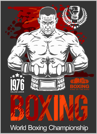 Boxing Club Logo. Boxing Emblem, Label, Badge, T-Shirt Design. Boxing Club T Shirt. Fight Brutal Theme. T Shirt Hoodie. Boxing Club Training. Boxing Club For Man. Boxing Club Fights.のイラスト素材