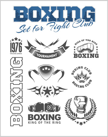 Boxing labels and icons set. Vector set.のイラスト素材
