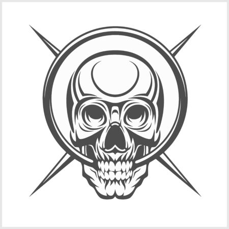 Demon scary Skull isolated on white backgroundのイラスト素材