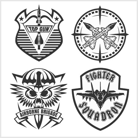 Missile Troops - military badges and patches. Vector set.のイラスト素材