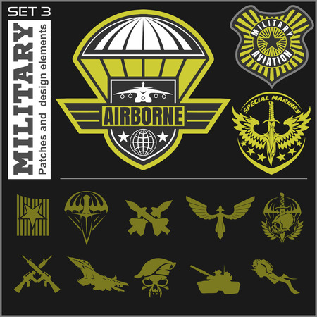 Air Force military emblem set vector design template. Vector set.のイラスト素材